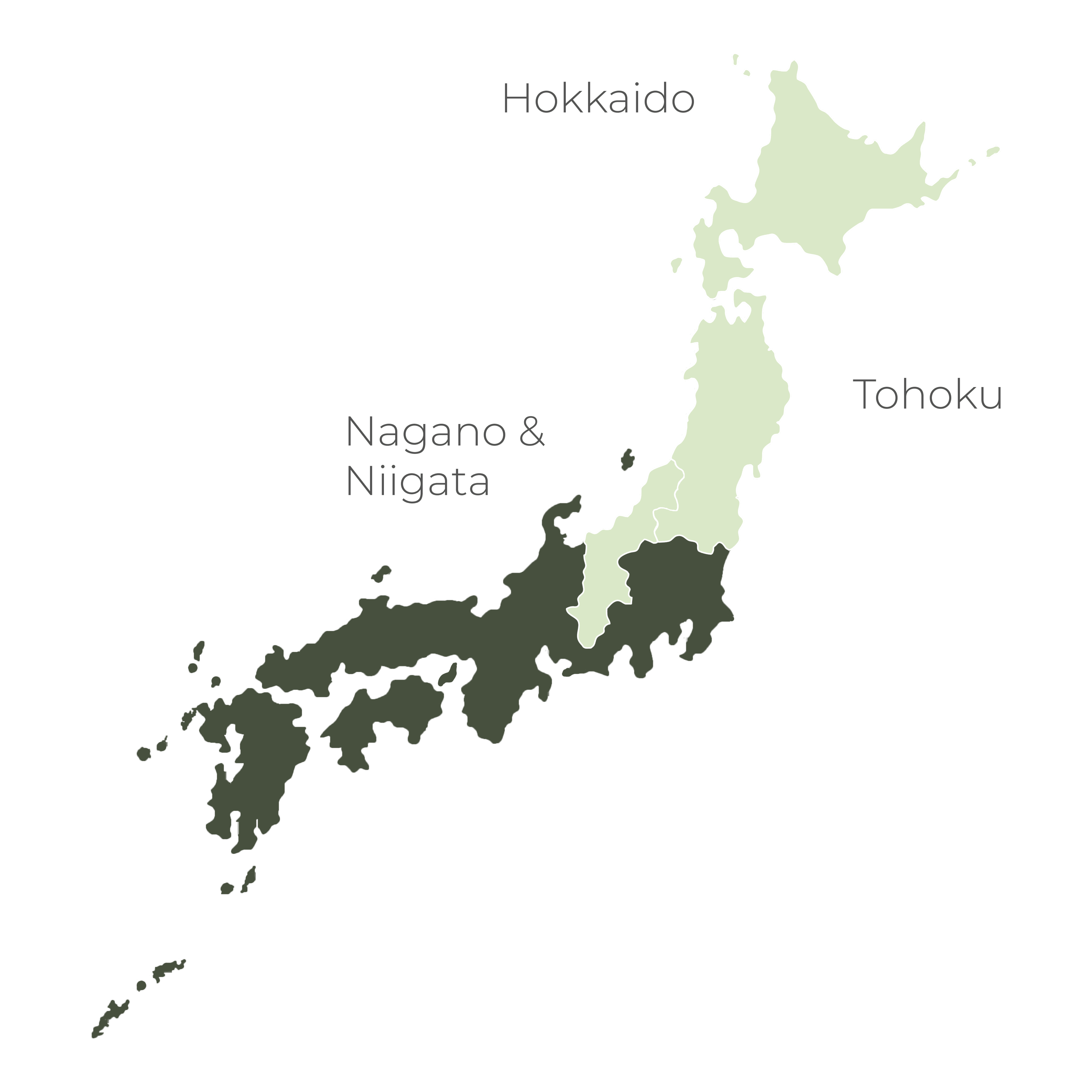 Key skiing regions in Japan
